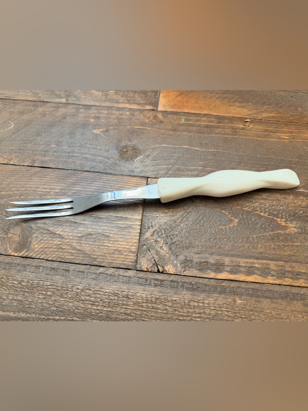 Cutco 1726 Turning Fork Pearl White Handle Made USA Vintage Kitchen Utility